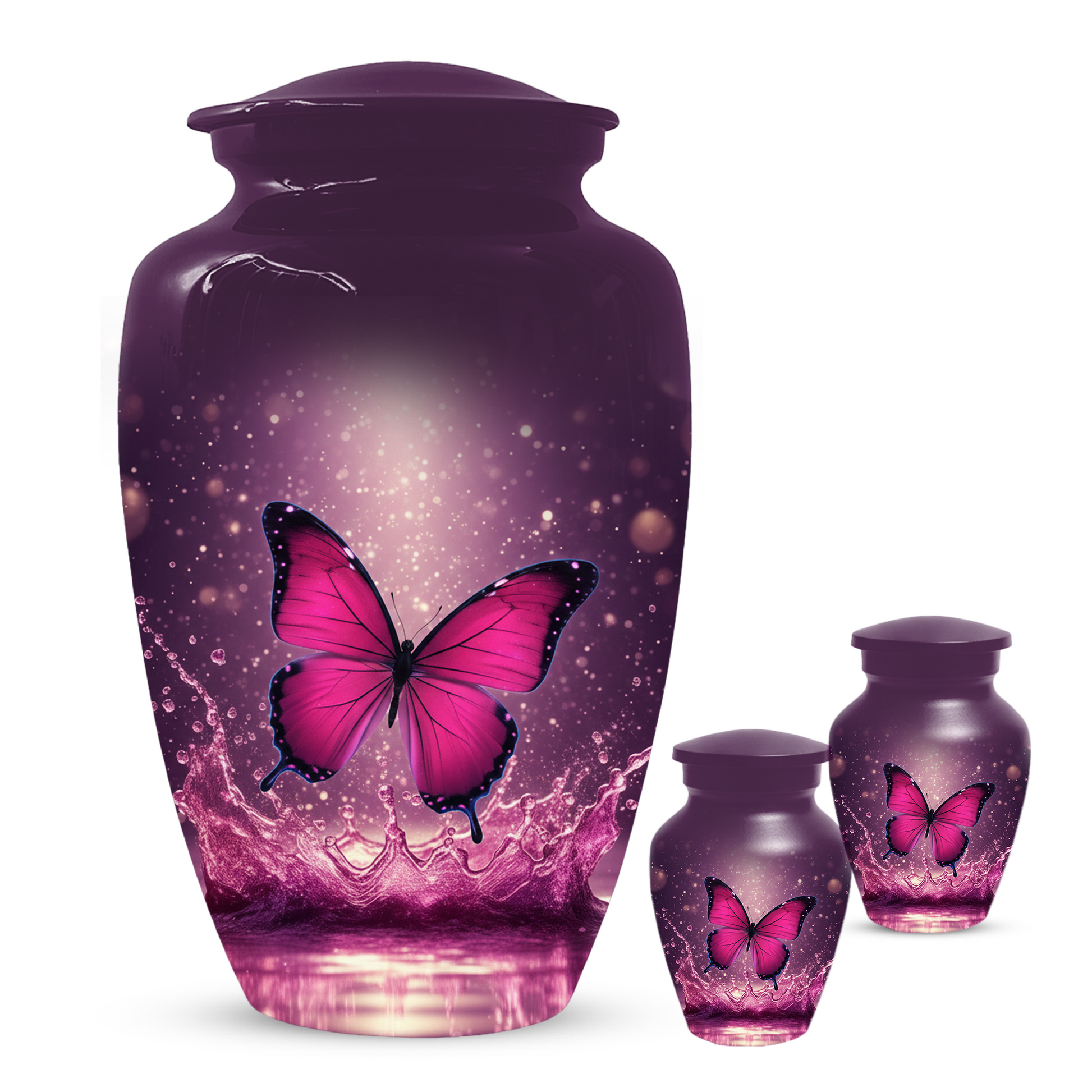Personalized Pink Butterfly Cremation Urn for Ashes | Memorial Urn for Mom