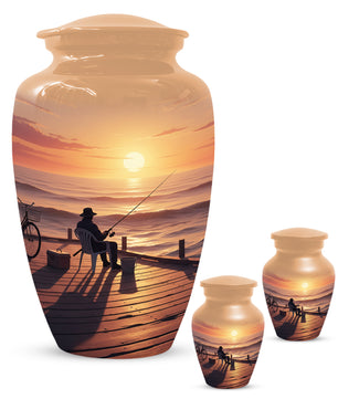Beautiful Fishing Urn for Dad | Gone Fishing Cremation Urn for Adult & Male Ashes