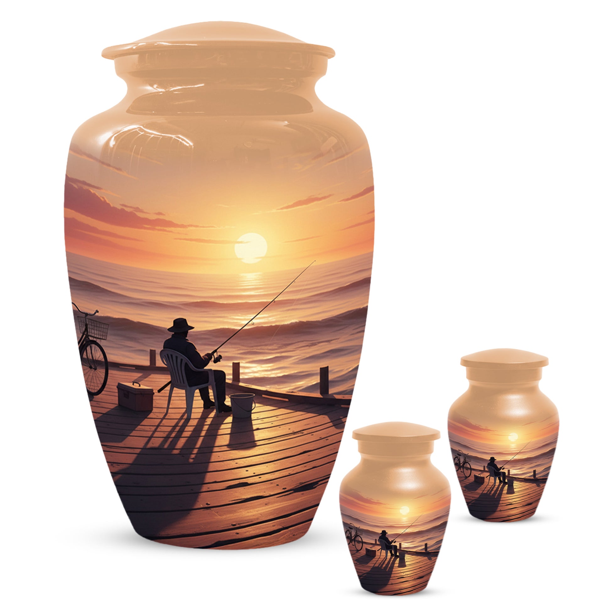 Beautiful Fishing Urn for Dad | Gone Fishing Cremation Urn for Adult & Male Ashes