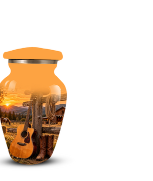 Personalized Cowboy Cremation Urn for Ashes, Country Music Guitar Design, Custom Adult Urn