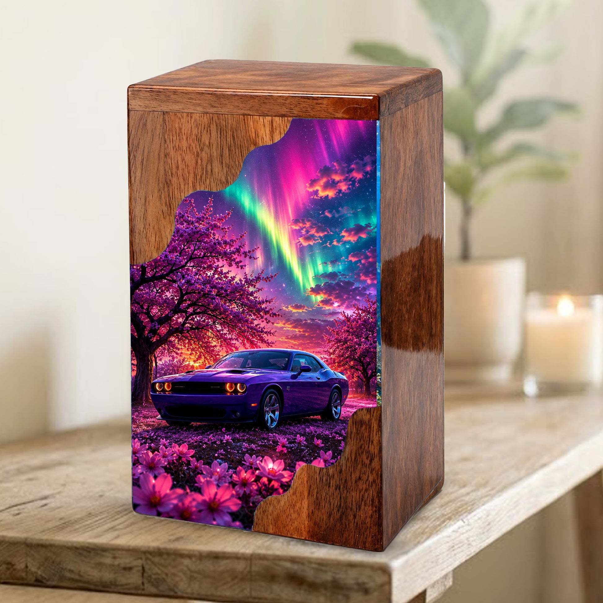 Car Wooden Cremation Urn – Wooden Urn for Human Ashes
