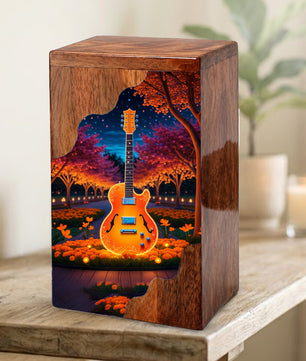 Guitar Wooden Cremation Urn – Custom Music Memorial Urn | Wooden Urn for Human Ashes