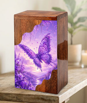Butterfly Cremation Urn for Mom | Wooden Butterfly Urn for Human Ashes