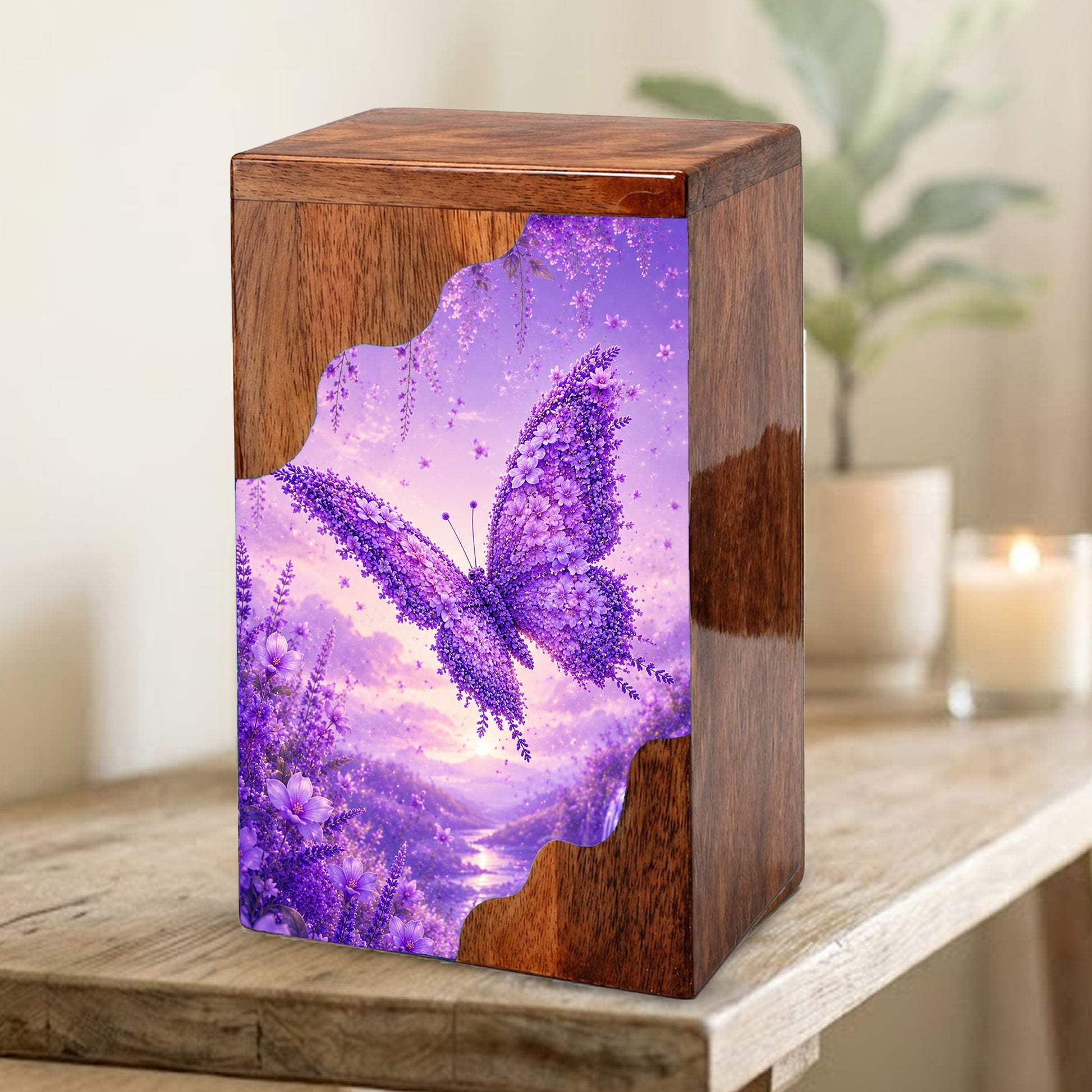 Butterfly Cremation Urn for Mom | Wooden Butterfly Urn for Human Ashes