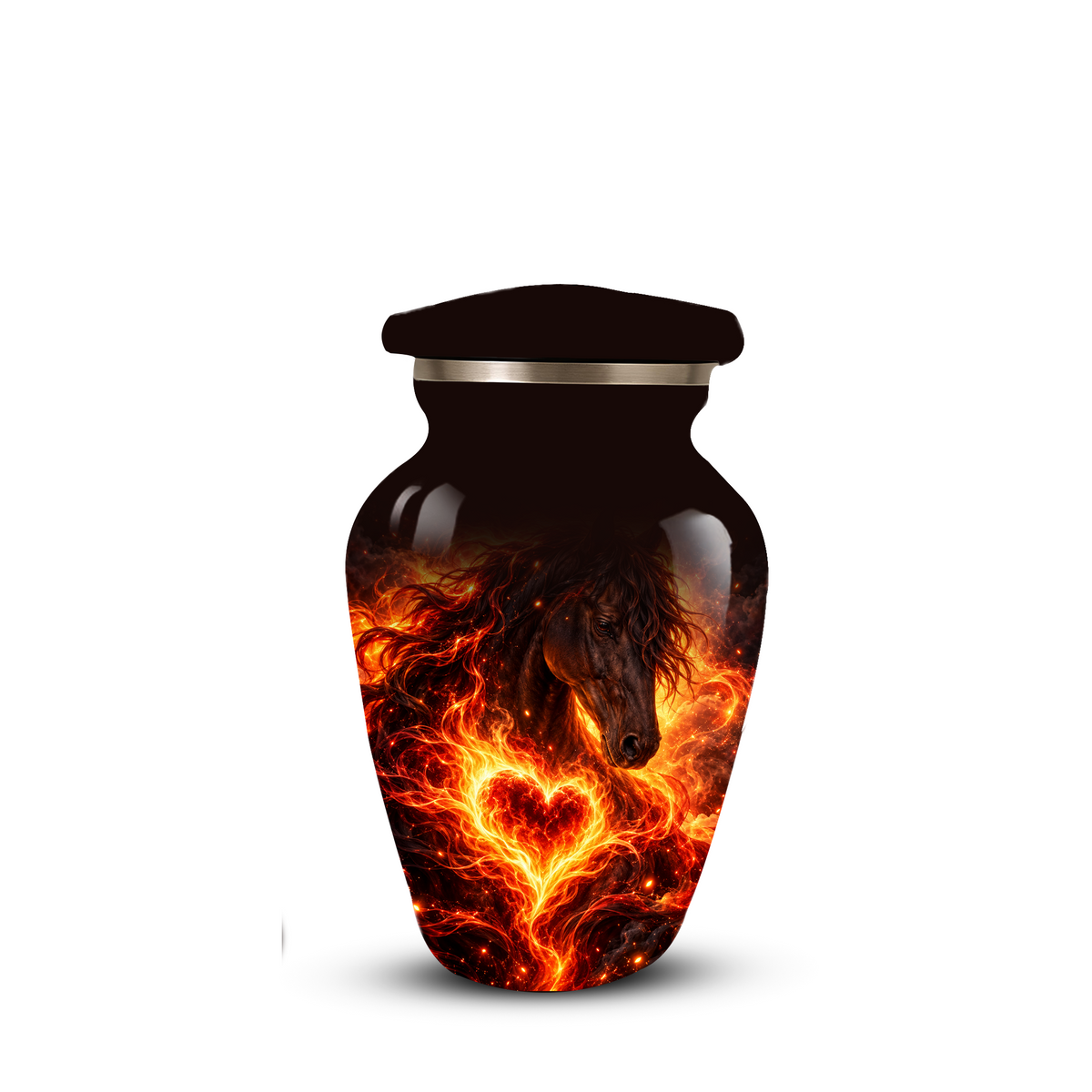 Personalized Horse Cremation Urn for Ashes, Fiery Horse Memorial Urn, Custom Equine Urn
