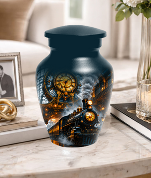 Train Cremation Urn for Men | Steam Locomotive Memorial Urn for Ashes Male