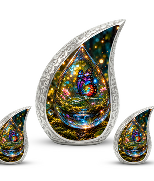 Butterfly Cremation Urn for Adult Ashes, Colorful Glass Butterfly Memorial Urn