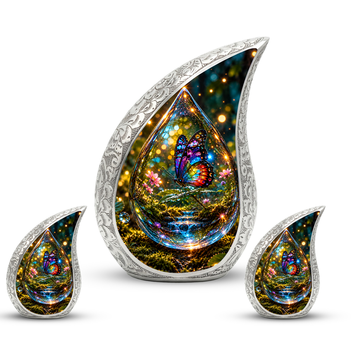 Butterfly Cremation Urn for Adult Ashes, Colorful Glass Butterfly Memorial Urn