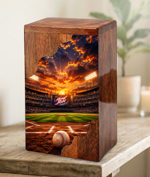Baseball Wooden Cremation Urn – Wooden Urn for Human Ashes