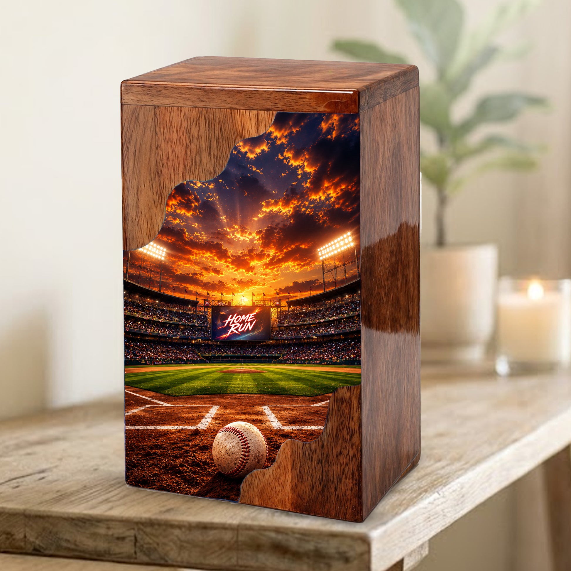 Baseball Wooden Cremation Urn – Wooden Urn for Human Ashes
