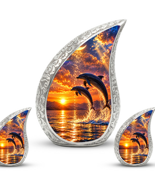 Dolphin Cremation Urn for Mom -  Ocean Sunset Memorial Keepsake Urns