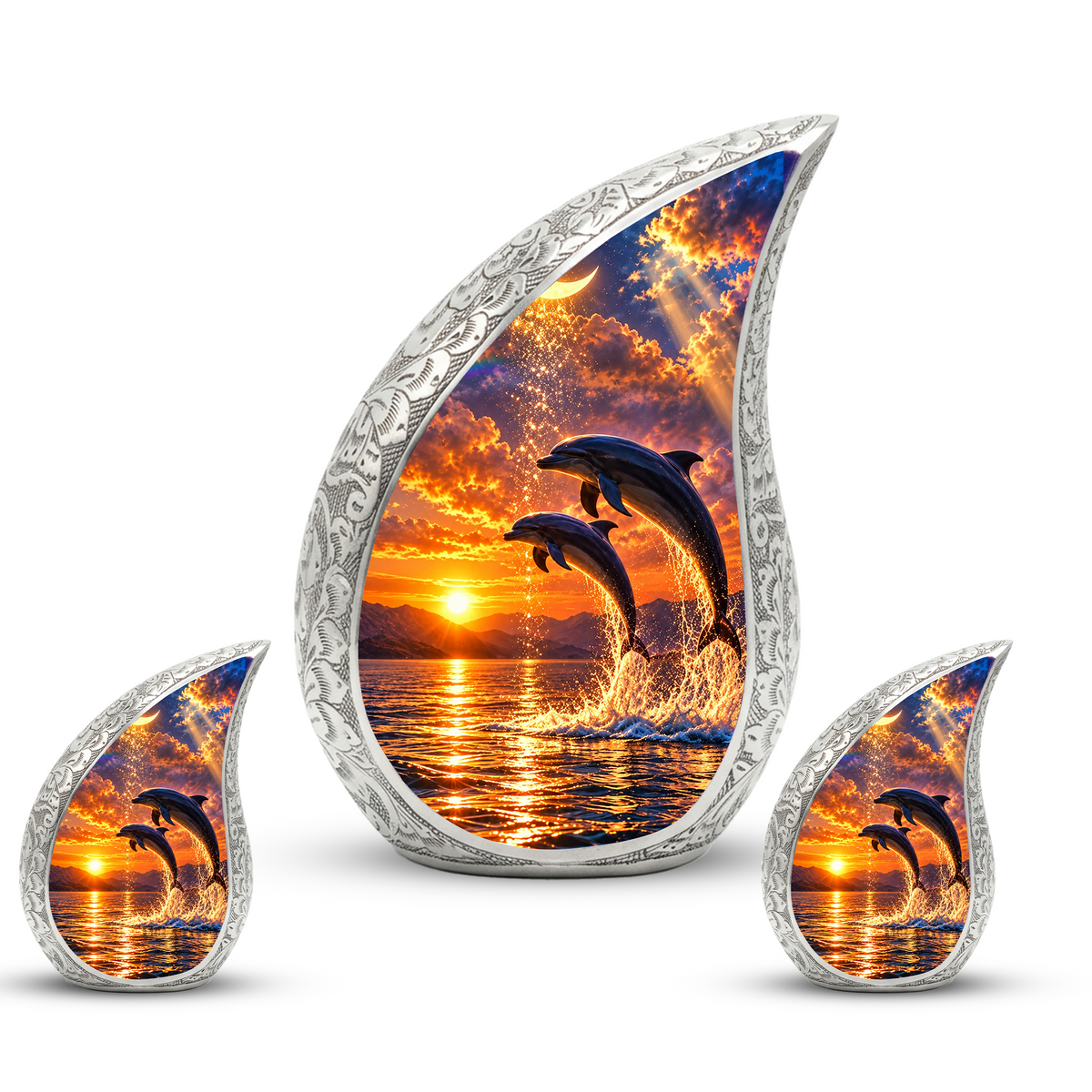 Dolphin Cremation Urn for Mom -  Ocean Sunset Memorial Keepsake Urns