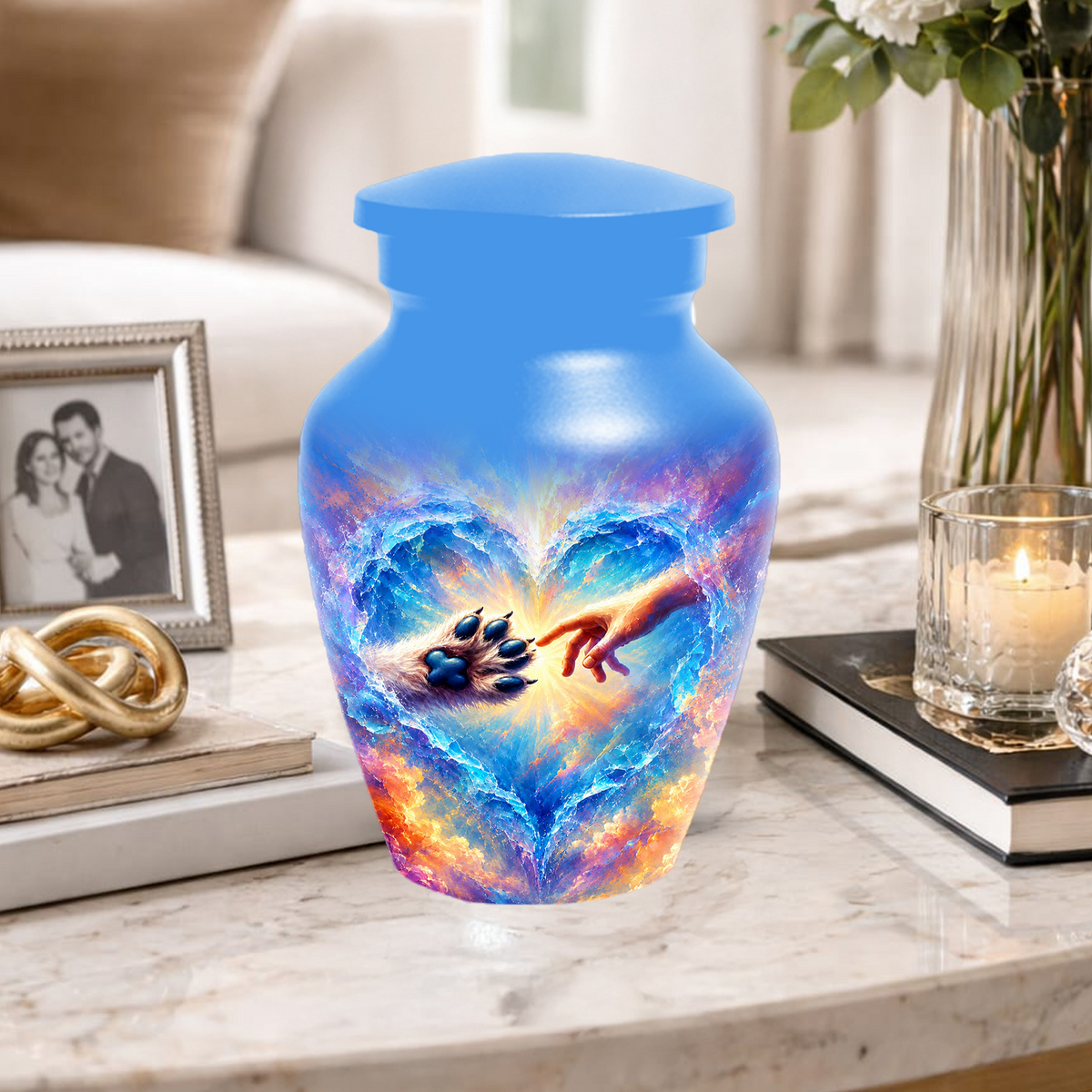 Rainbow Bridge Paw Print Cremation Urn -Dog Memorial Keepsake Urns for Ashes