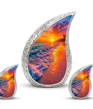 Beach Sunset Urn for Human Ashes | Ocean Sunset Beach Cremation Urn