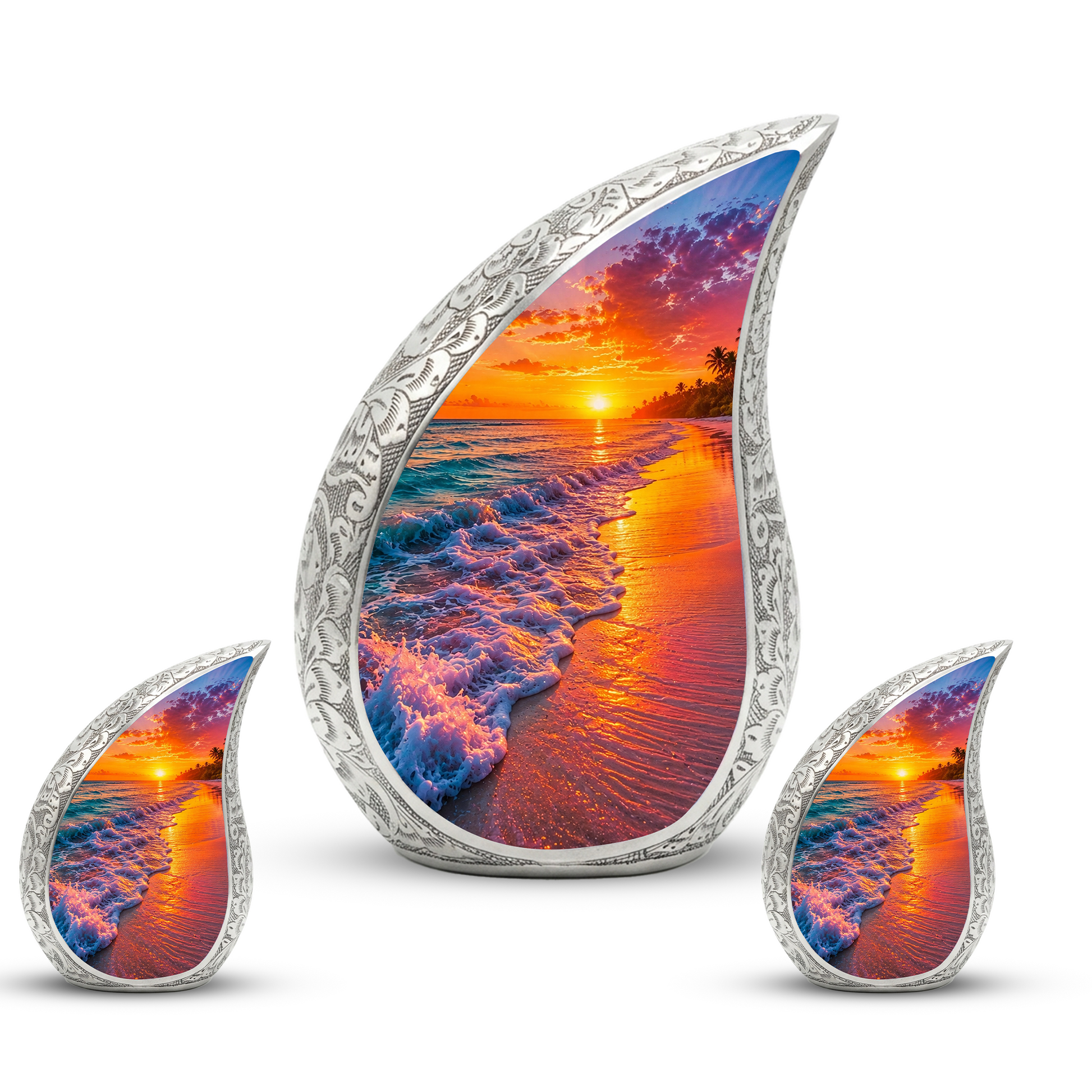 Beach Sunset Urn for Human Ashes | Ocean Sunset Beach Cremation Urn