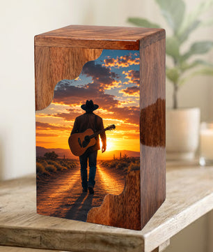 Guitar Wooden Cremation Urn – Wooden Urn for Human Ashes