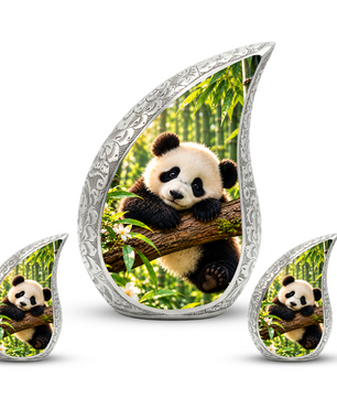 Panda Cremation Urn for Adult Ashes, Cute Panda Memorial Urn, Bamboo Forest Animal Urn
