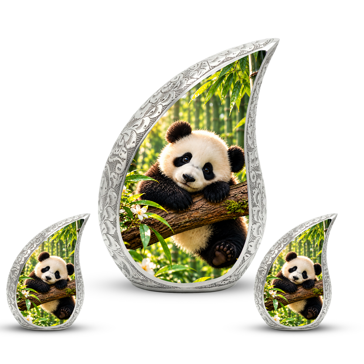Panda Cremation Urn for Adult Ashes, Cute Panda Memorial Urn, Bamboo Forest Animal Urn