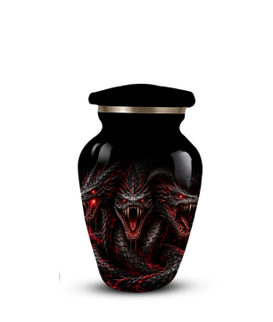 Three-Headed Dragon Cremation Urn – Black & Red Dragon Adult Memorial Urn for Ashes