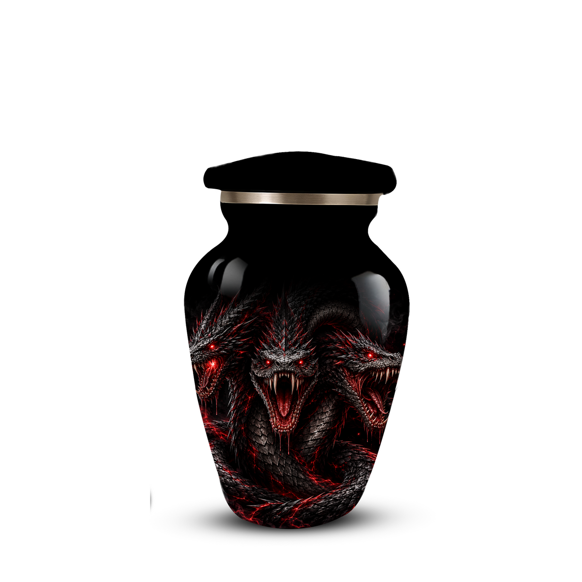 Three-Headed Dragon Cremation Urn – Black & Red Dragon Adult Memorial Urn for Ashes