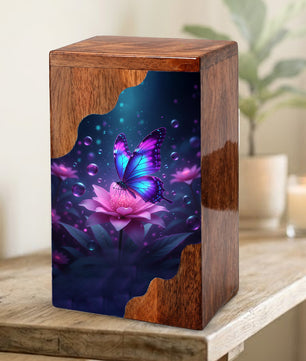 Butterfly Cremation Urn – Custom Wooden Memorial Urn Box for Ashes