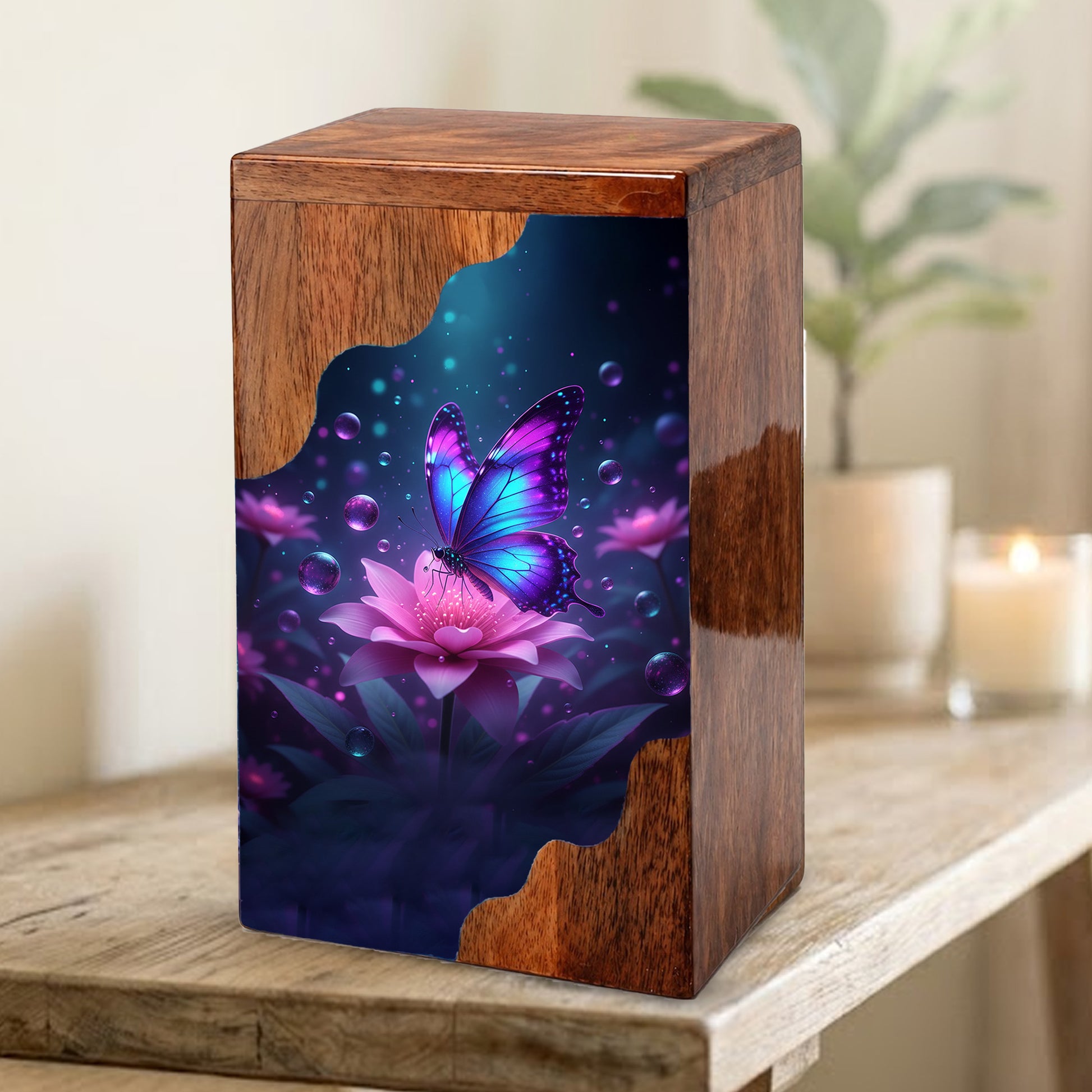 Butterfly Cremation Urn – Custom Wooden Memorial Urn Box for Ashes