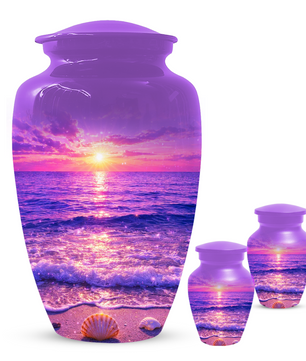 Personalized Ocean Sunset Cremation Urn | Adult, Large, Mini & Keepsake Urn for Human Ashes