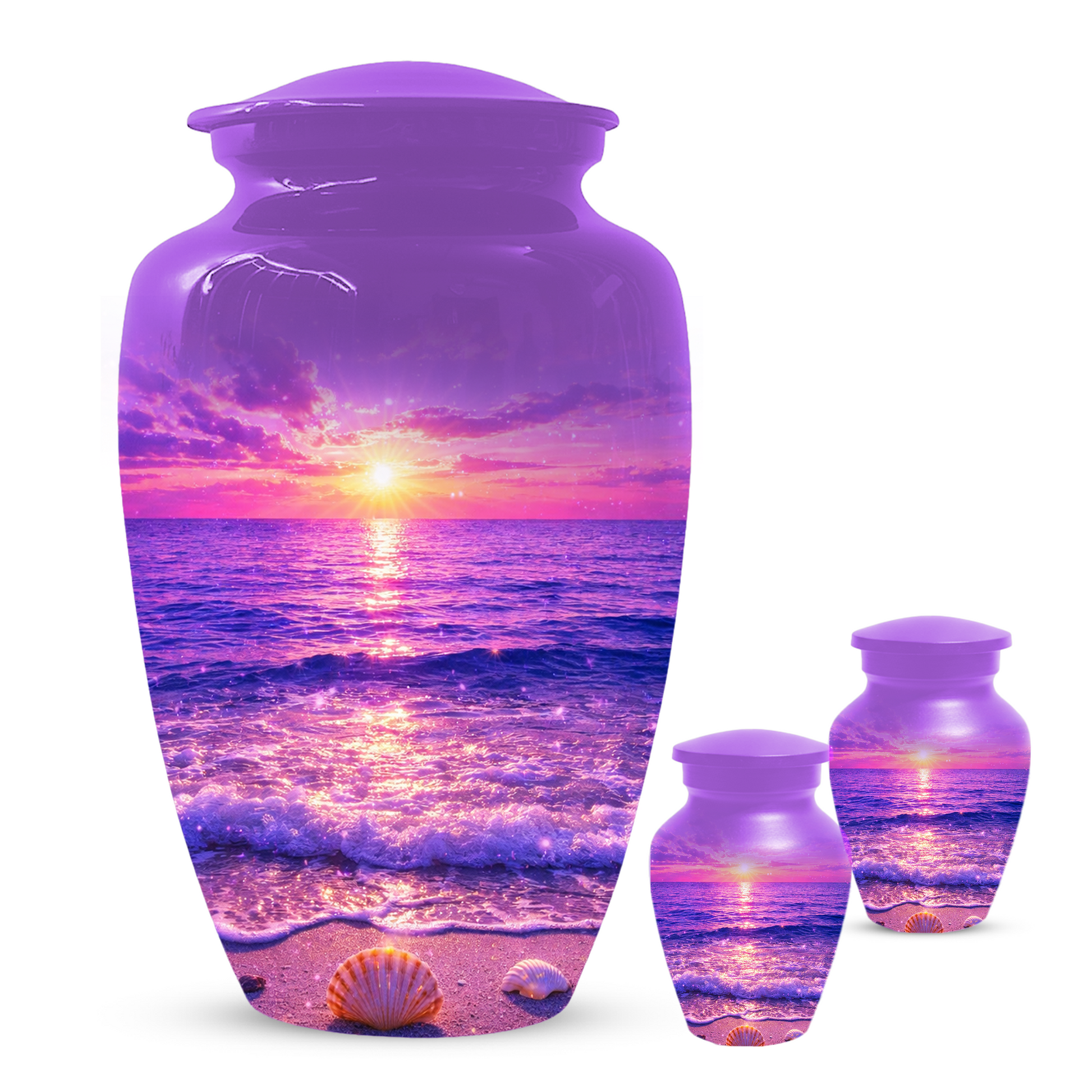 Personalized Ocean Sunset Cremation Urn | Adult, Large, Mini & Keepsake Urn for Human Ashes
