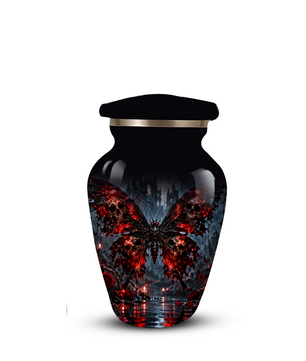 Gothic Butterfly Adult Urn for Ashes – Red & Black Skull Butterfly Cremation Urn for Adults