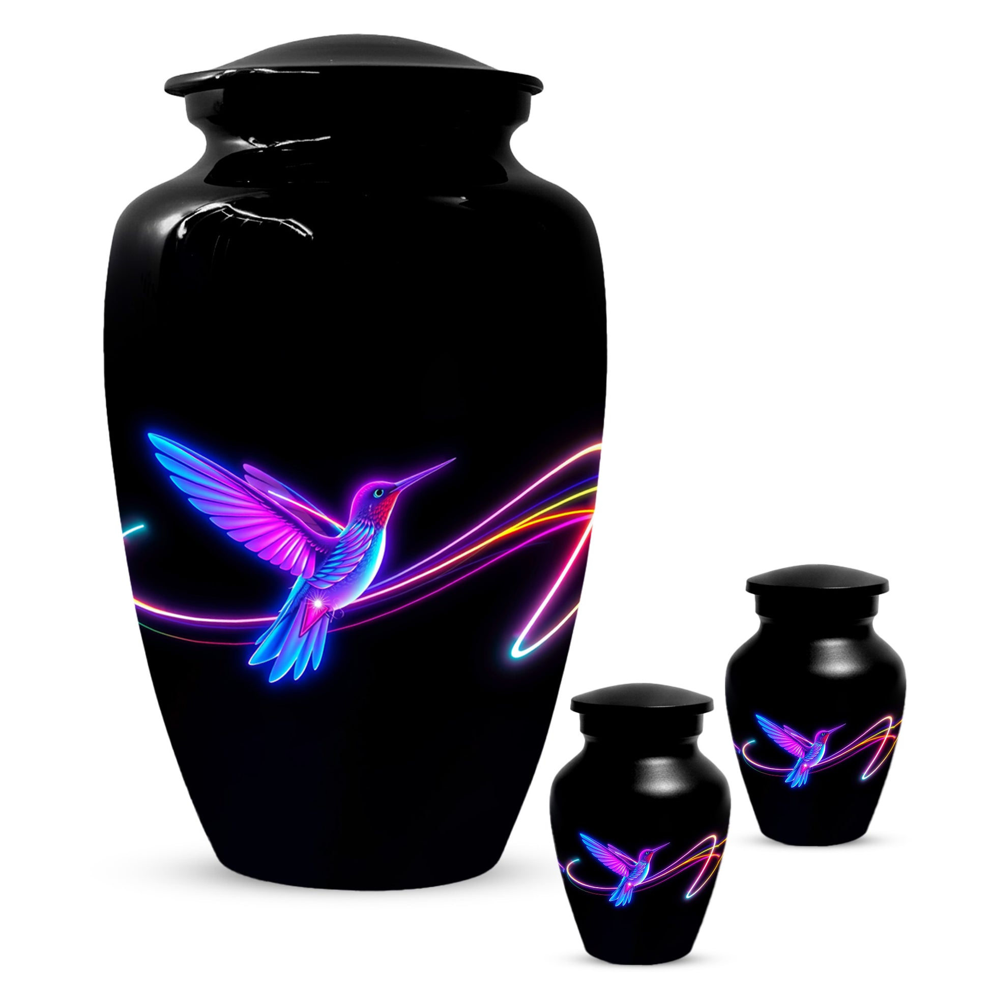 Personalized Neon Hummingbird Urn for Ashes – Modern Custom Adult Cremation Urn,