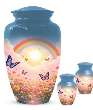 Rainbow Butterfly Urn for Ashes, Custom Memorial Cremation Urn