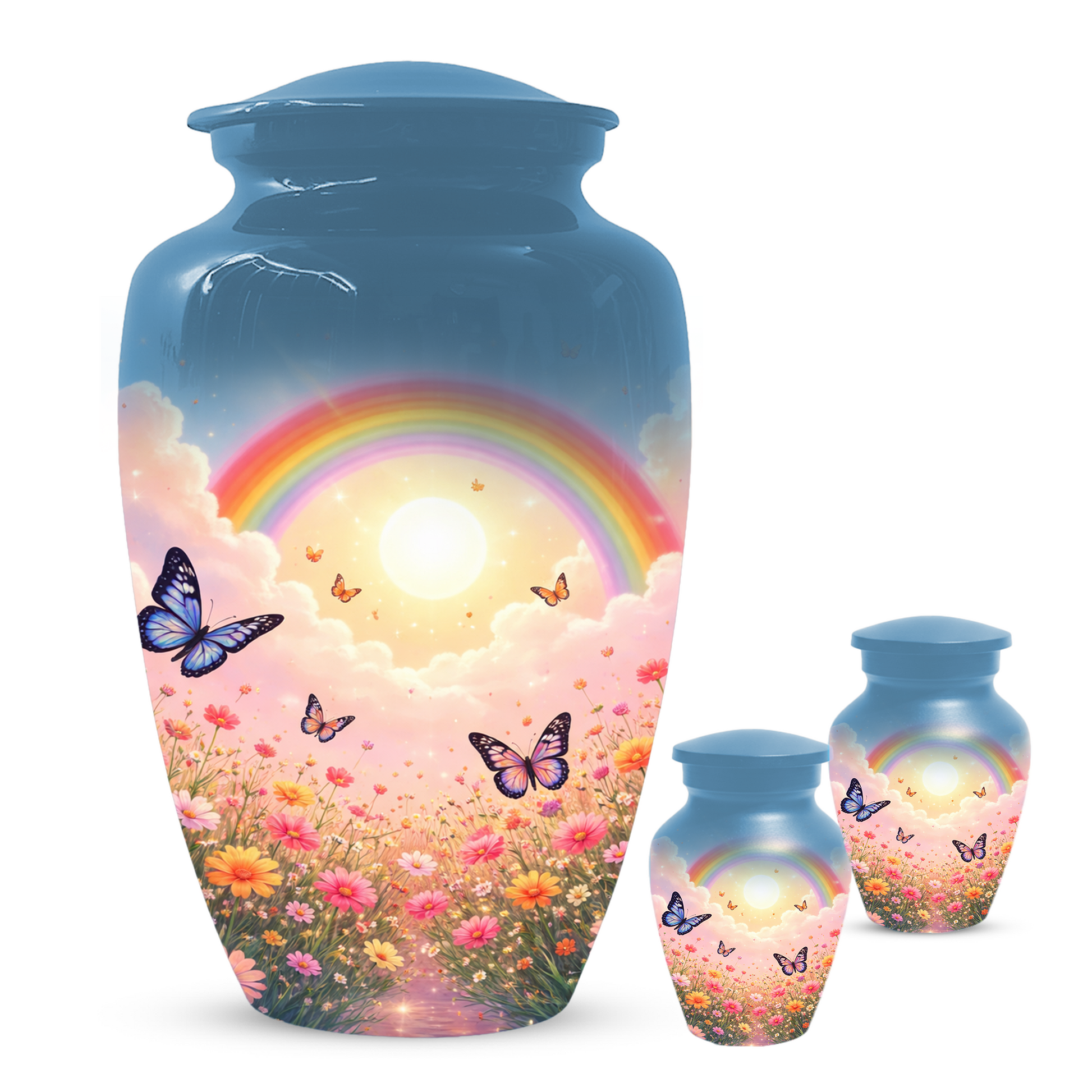 Rainbow Butterfly Urn for Ashes, Custom Memorial Cremation Urn