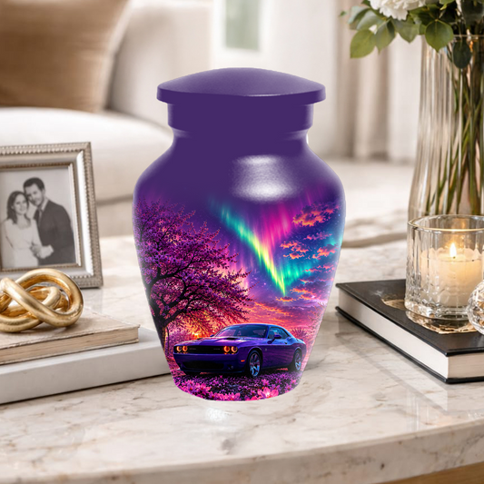 Muscle Car Urn for Human Ashes, Aurora Borealis Cremation Keepsake Urnsfor Dad