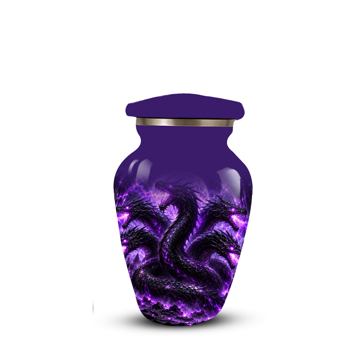 Purple Dragon Cremation Urn for Ashes | Personalized Dragon Memorial Urn | Three Headed Dragon Adult Urn