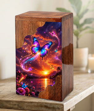 Butterfly Wooden Cremation Urn for Human Ashes