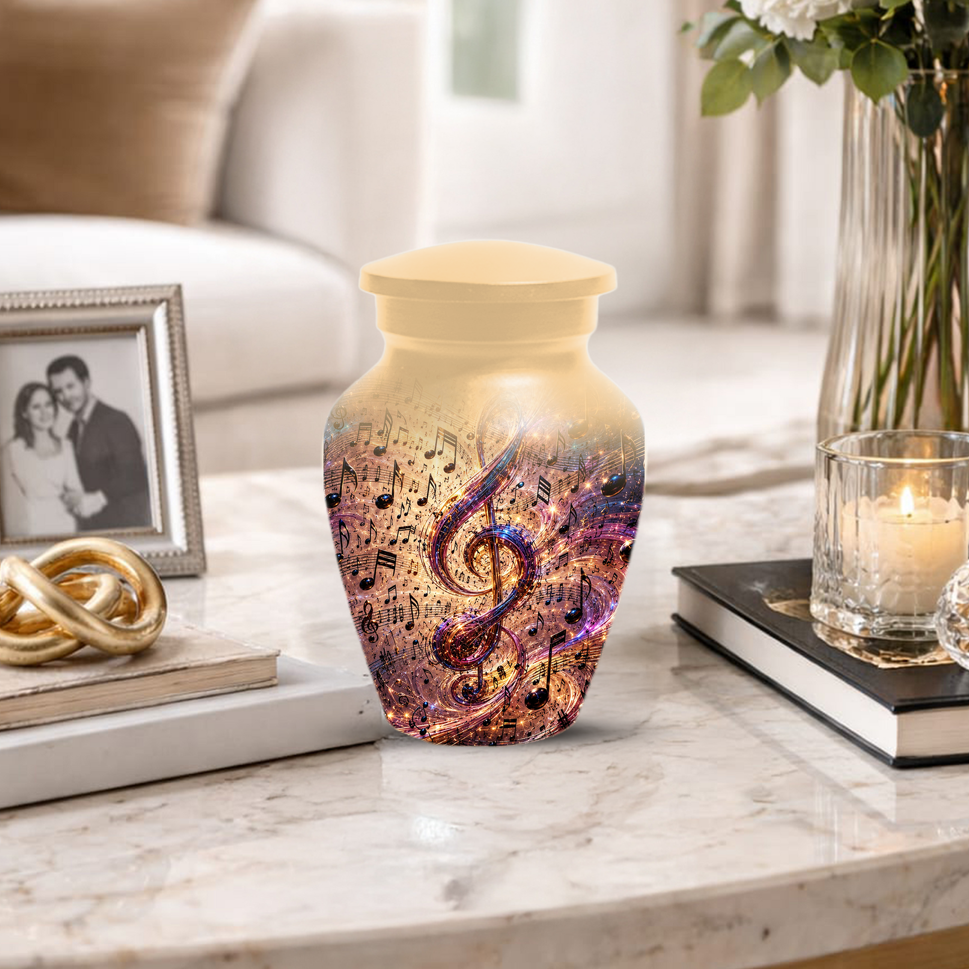 Musical Note Cremation Urn for Ashes  - Personalized Music Memorial keepsake for Adults