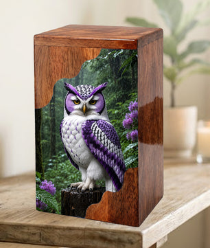 Owl Wooden Cremation Urn – Woodland Memorial Urn