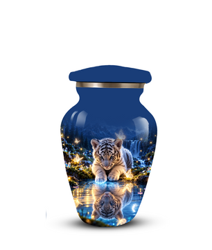 Personalized Adult Cremation Urn for Ashes, White Tiger Cub Memorial Urn, Custom Animal Urn