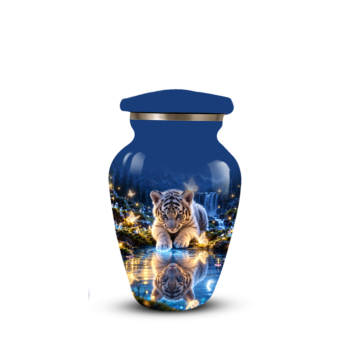 Personalized Adult Cremation Urn for Ashes, White Tiger Cub Memorial Urn, Custom Animal Urn