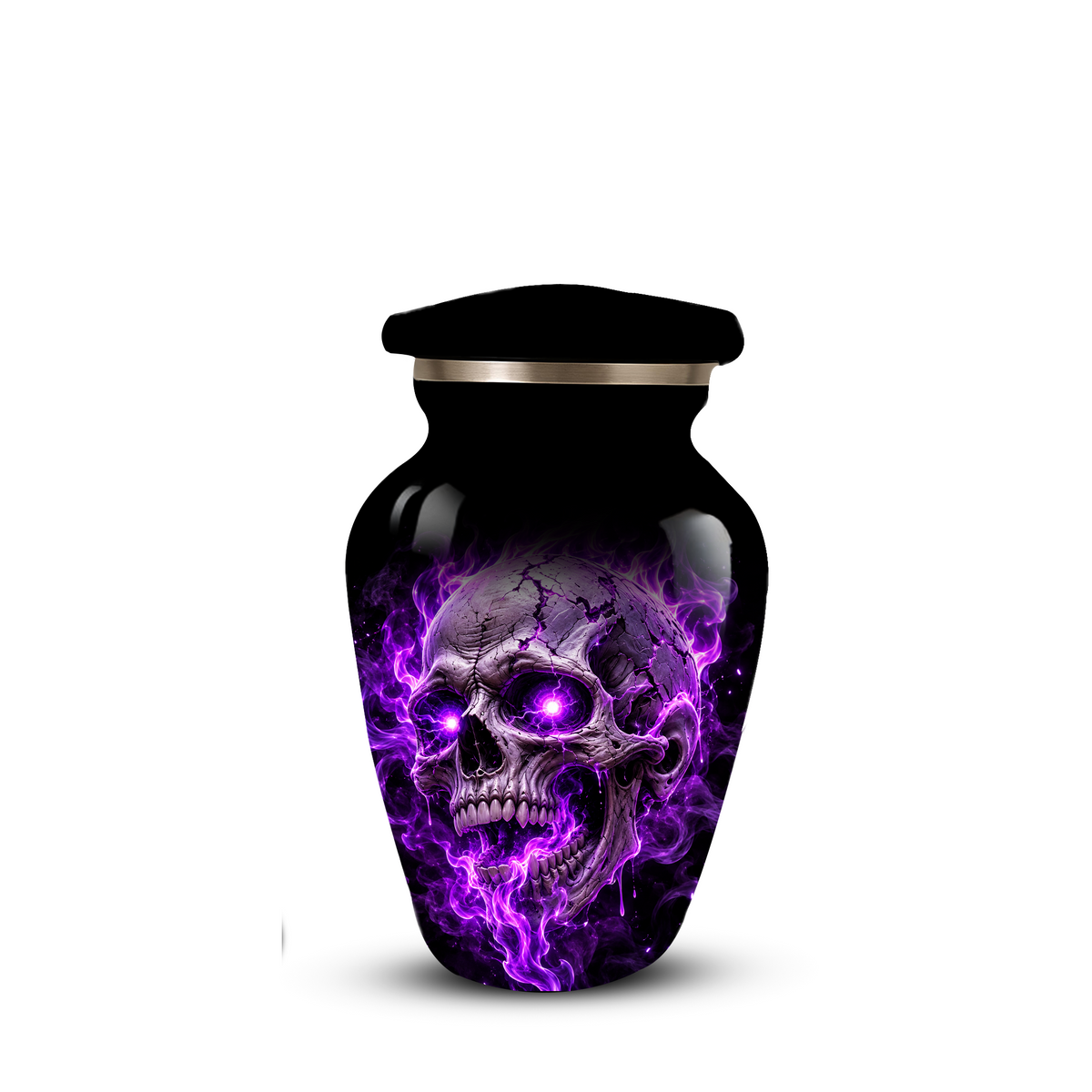 Adult Cremation Urn – Purple Skull & Flames Memorial Urn for Adult Ashes