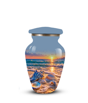 Adult Cremation Urn for Ashes, Personalized Seashell Beach Sunset Urn