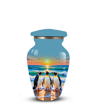 , Penguin Beach Sunset Memorial Urn, Ocean-Themed Urn for Human Ashes