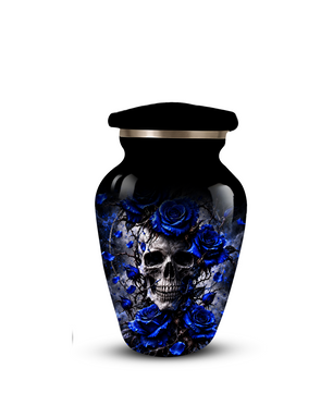 Blue Rose Skull Adult Urn for Ashes – Memorial Cremation Urn for Adults,
