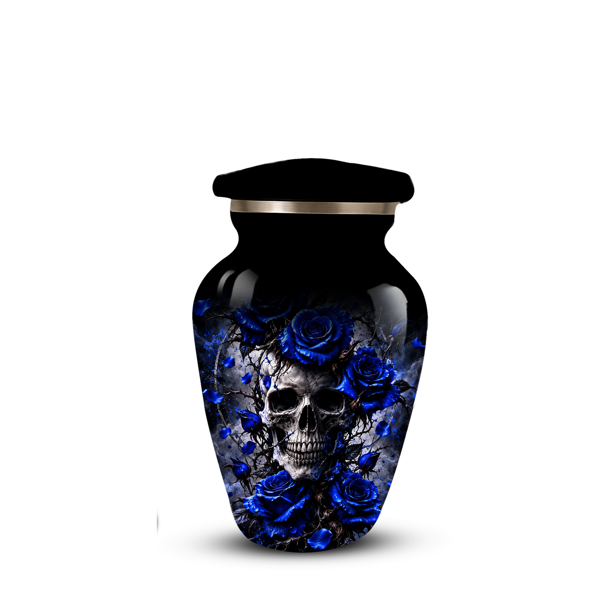 Blue Rose Skull Adult Urn for Ashes – Memorial Cremation Urn for Adults,