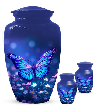 Blue Butterfly Urn for Ashes, Custom Butterfly Cremation Urn