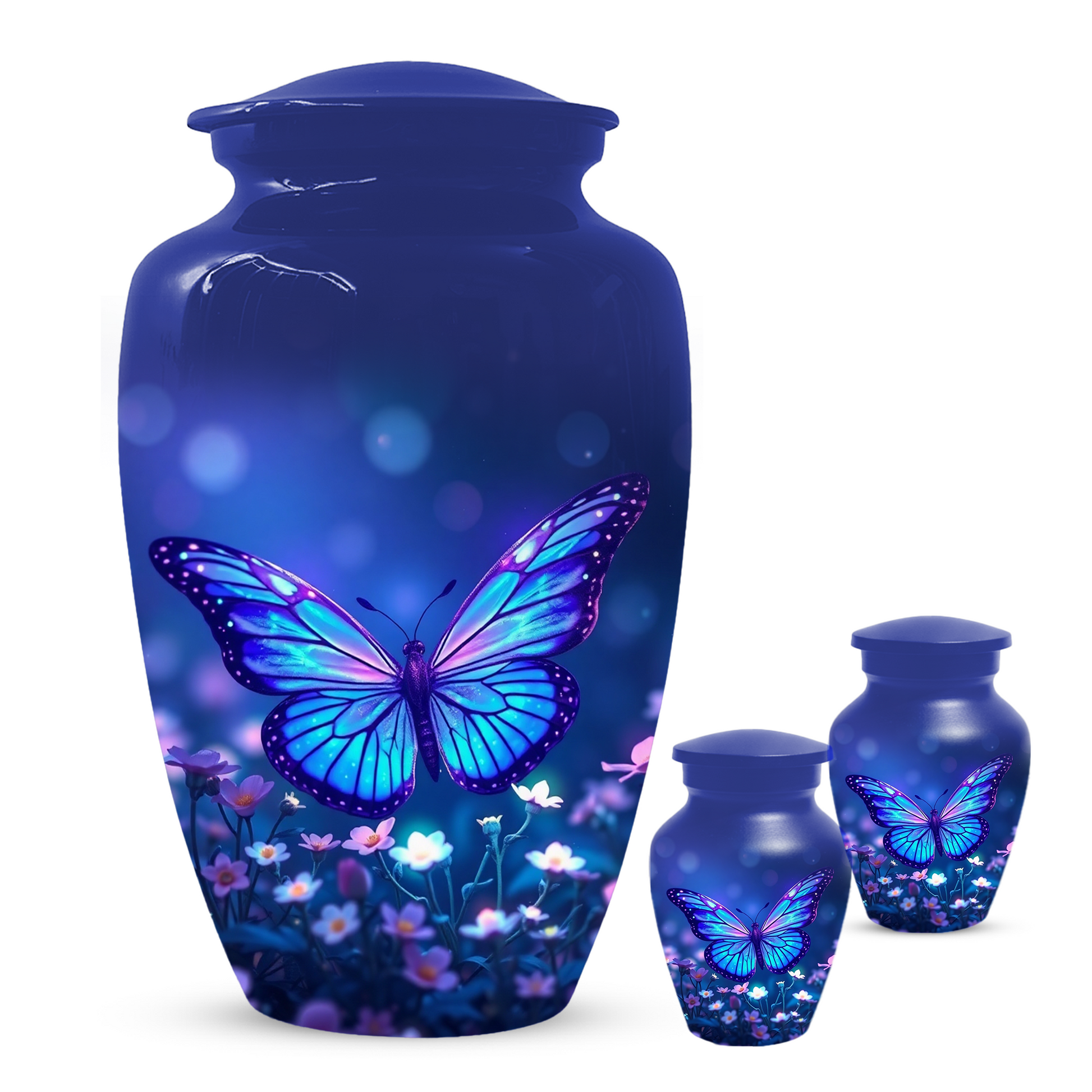 Blue Butterfly Urn for Ashes, Custom Butterfly Cremation Urn