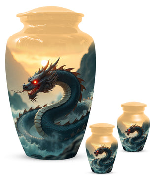 Dragon Sunset Urn for Human Ashes | Adult Cremation Urn | Sunset Dragon Memorial Funeral Urn