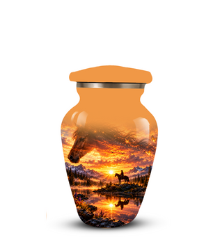 Personalized Horse Cremation Urn for Ashes, Horse Memorial Urn, Sunset Cowboy Urn
