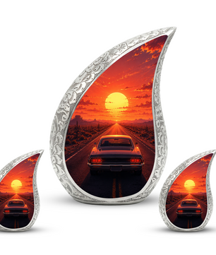Muscle Car Sunset Urn for Adult Ashes – Classic Car Memorial Cremation Urn