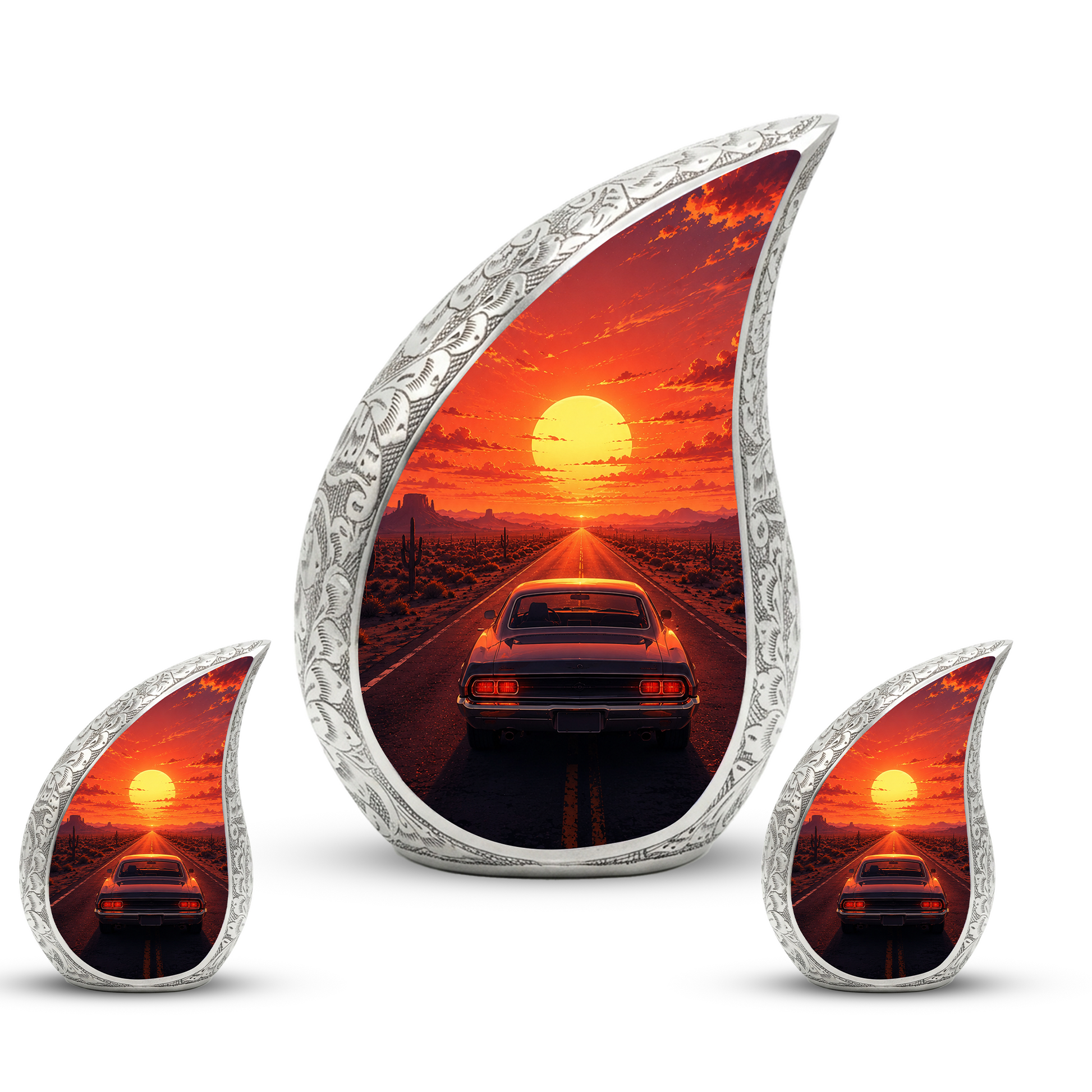 Muscle Car Sunset Urn for Adult Ashes – Classic Car Memorial Cremation Urn